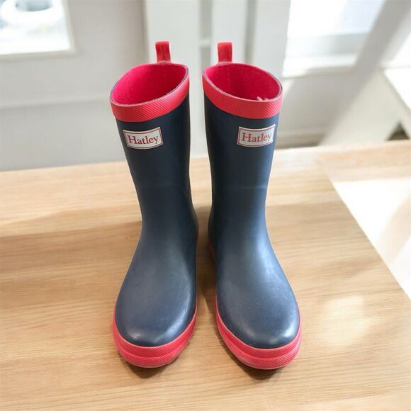 Hatley Kids Rain Boots Navy Blue with Red Trim | Size US 2 - Picture 1 of 6